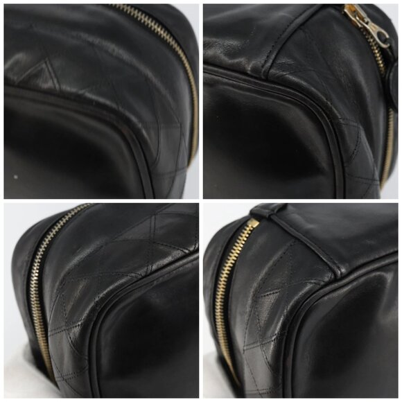 CHANEL Matelasse Vanity Pouch Lamb Skin Black Gold CC Auth - Picture 16 of 16
